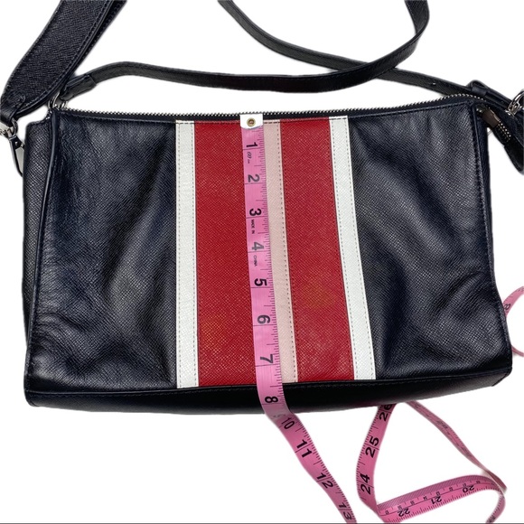 WHBM Leather Colorblock Striped Clutch Crossbody Shoulder Purse Red Pink Black - Picture 11 of 15